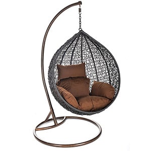 Home Deluxe Polyrattan-Hängesessel "Cielo" inkl. Gestell und Kissen